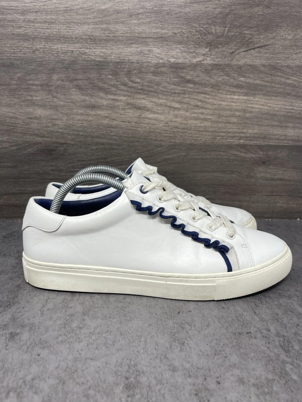 Tory Burch Ruffle Sneakers Womens Size 9.5 White Leather Sport